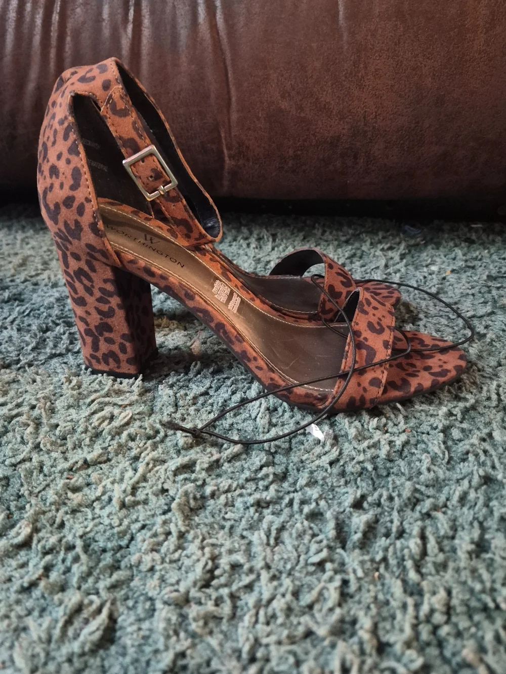 Worthington Animal Print Block Heels Open Toe 6.5 NWOB